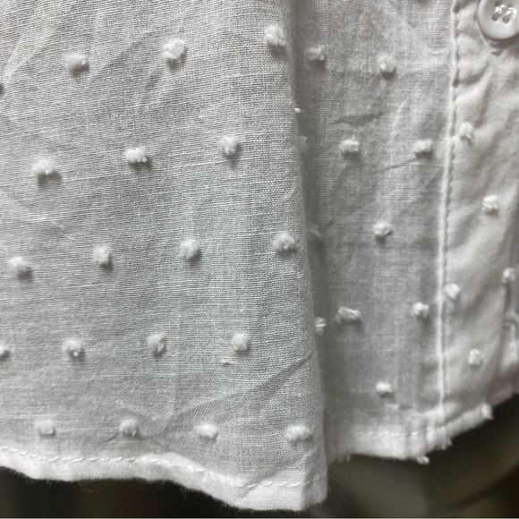 ALICE BLUE WHITE EYELET CREW NECK BUTTON DOWN LONG SLEEVE TOP BLOUSE SIZE LARGE - Picture 7 of 12